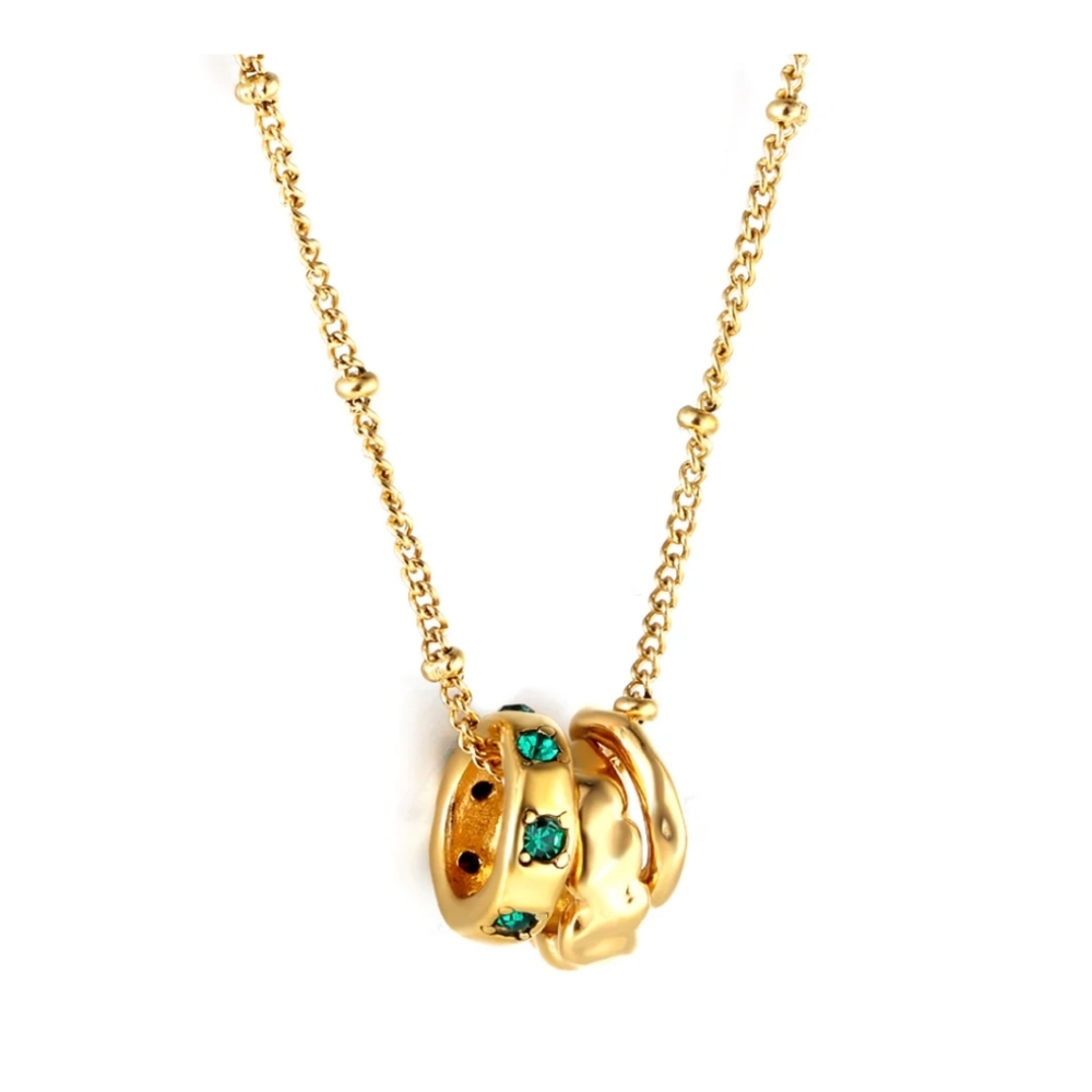 18kGold Plated Necklace with‎ Green Accents